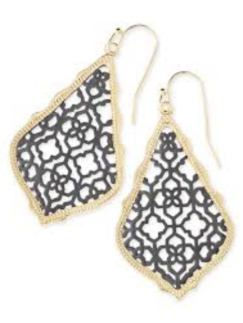 Kendra Scott Addie Black and Gold Statement Earrings